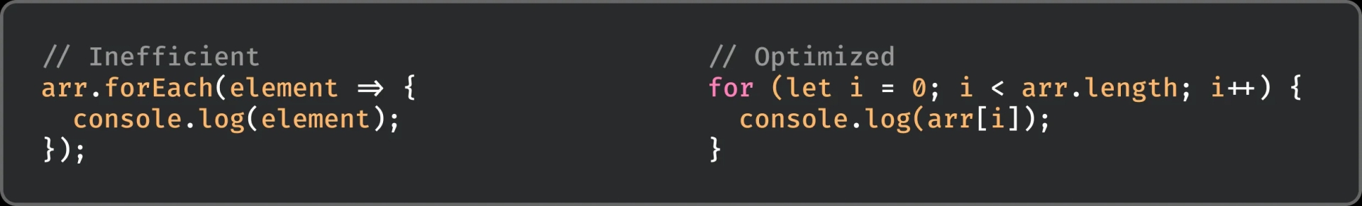 ‘forEach’ with standard ‘for’ loops