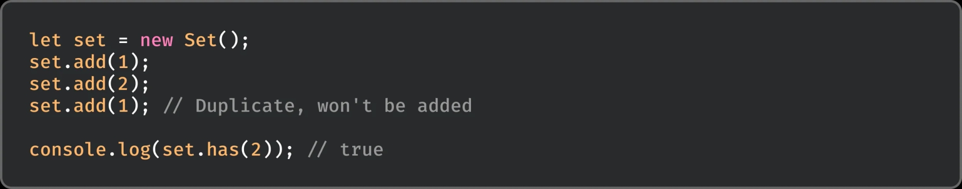 how to create and use a JavaScript Set